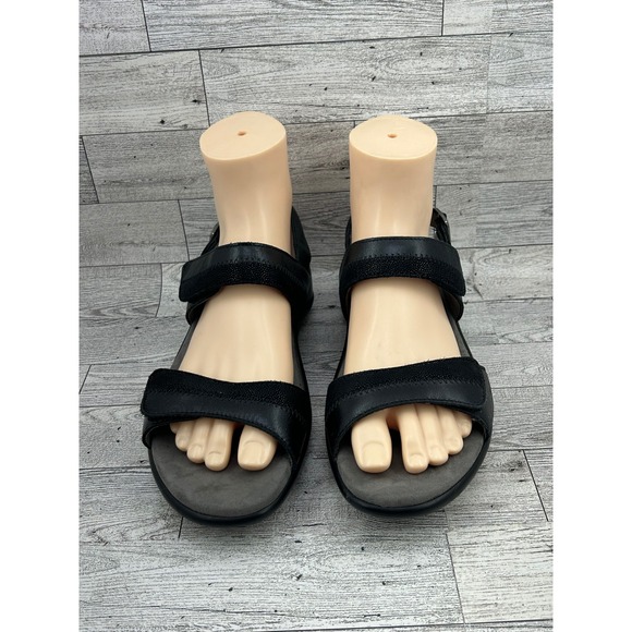 SAS Nudu Black Leather Comfort Walking Sandals Womens 9 M Made in USA - Picture 3 of 16